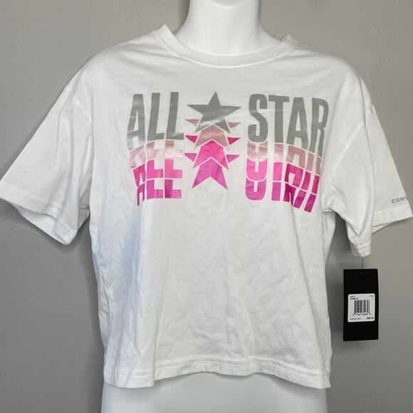 CONVERSE All Star Boxy Graphic T-shirt Girls Size Large Emo Skater Grunge Alt - Picture 1 of 7
